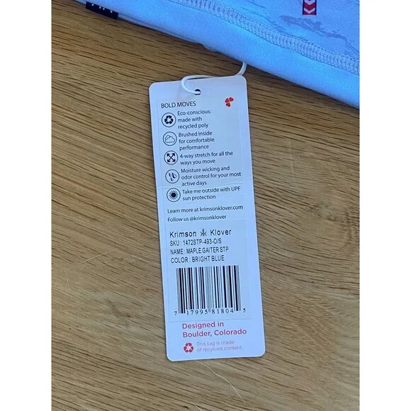 NWT Krimson Klover Illustrated Maple Neck Gaiter "Live Boldly" Blue HTF New - Picture 4 of 9